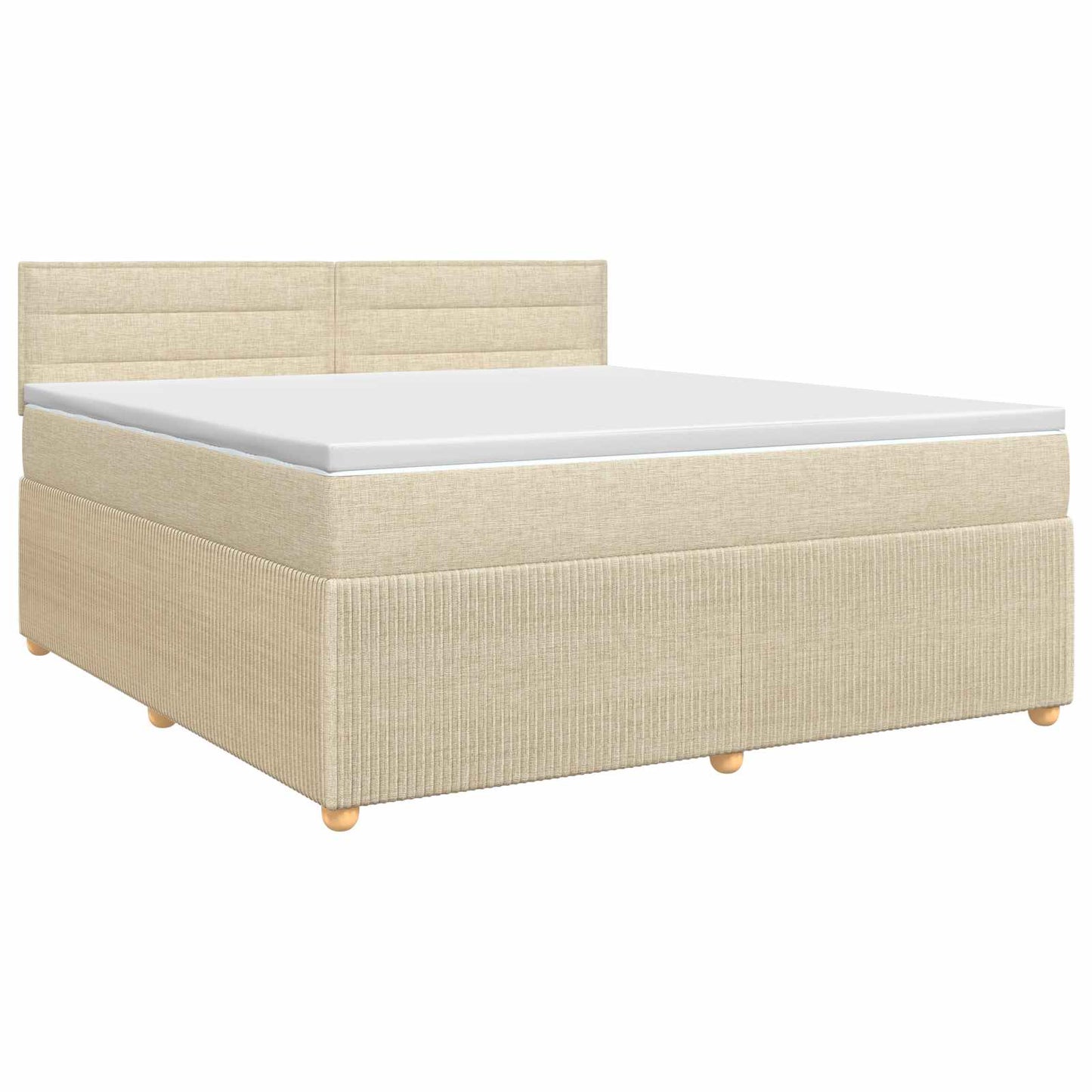 vidaXL Κρεβάτι box spring με στρώμα Κρεμ 160 x 200 cm Ύφασμα