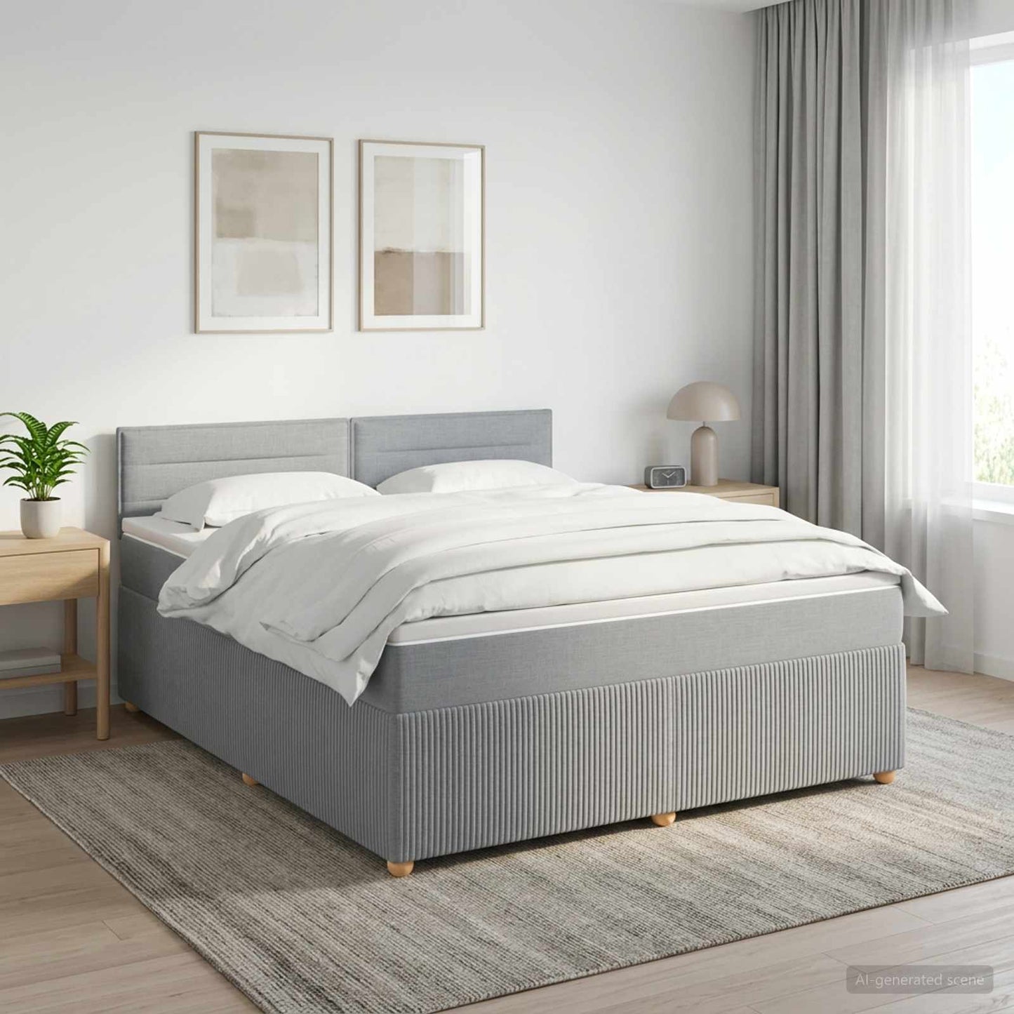 vidaXL Κρεβάτι box spring με στρώμα Ανοιχτό γκρι 140 x 200 cm Ύφασμα