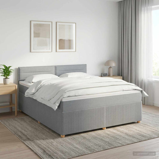 vidaXL Κρεβάτι box spring με στρώμα Ανοιχτό γκρι 180 x 200 cm Ύφασμα