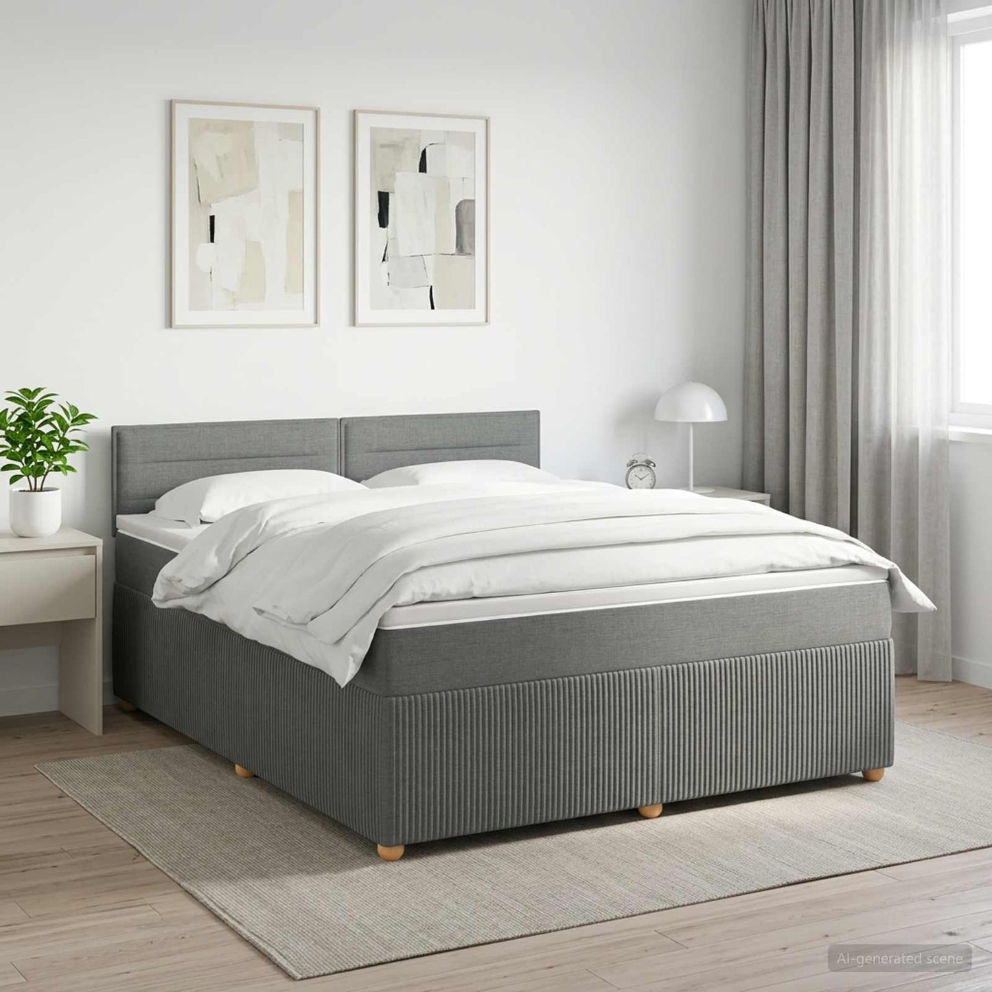 vidaXL Κρεβάτι box spring με στρώμα Σκούρο Γκρι 140 x 200 cm Ύφασμα