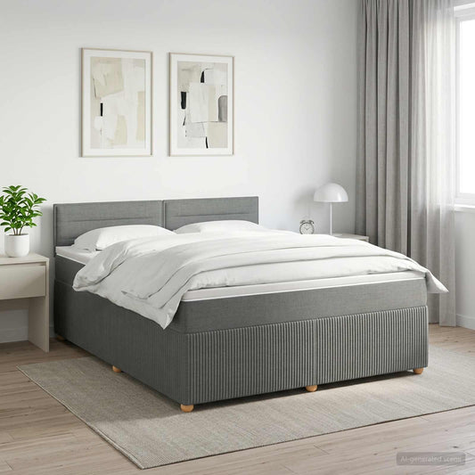vidaXL Κρεβάτι box spring με στρώμα Σκούρο Γκρι 180 x 200 cm Ύφασμα
