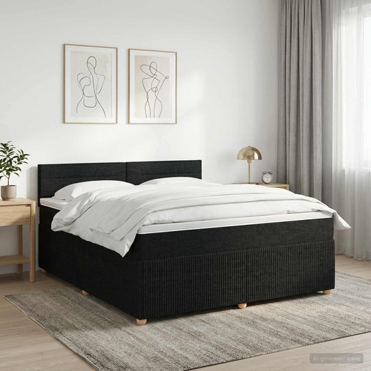 vidaXL Κρεβάτι box spring με στρώμα Μαύρο 140 x 200 cm Ύφασμα