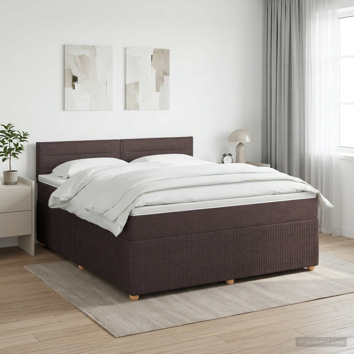 vidaXL Κρεβάτι box spring με στρώμα Σκούρο Καφέ 140 x 190 cm Ύφασμα
