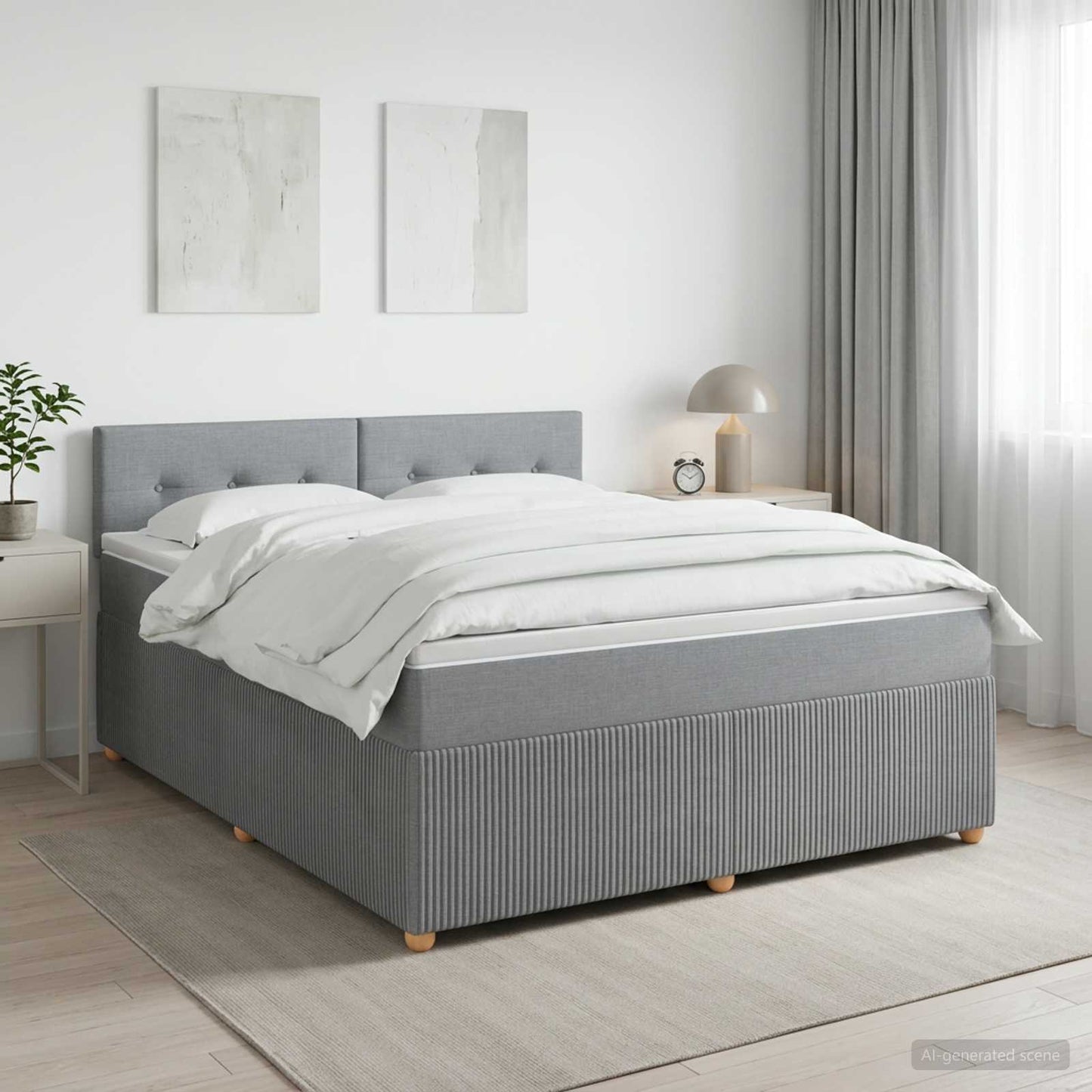 vidaXL Κρεβάτι box spring με στρώμα Ανοιχτό γκρι 140 x 200 cm Ύφασμα