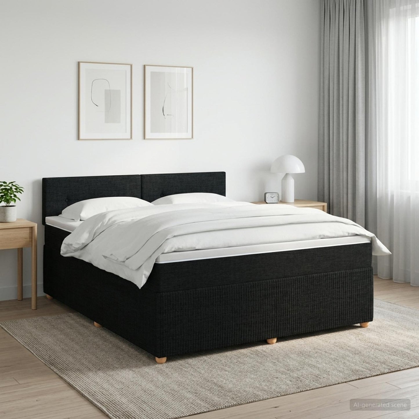 vidaXL Κρεβάτι box spring με στρώμα Μαύρο 180 x 200 cm Ύφασμα
