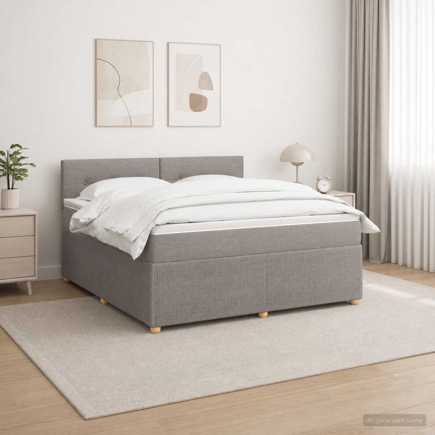 vidaXL Κρεβάτι box spring με στρώμα Taupe 140 x 200 cm Ύφασμα
