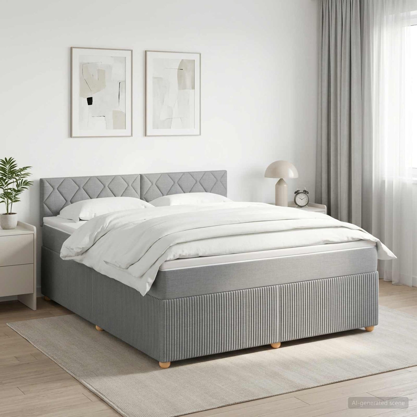 vidaXL Κρεβάτι box spring με στρώμα Ανοιχτό γκρι 140 x 200 cm Ύφασμα