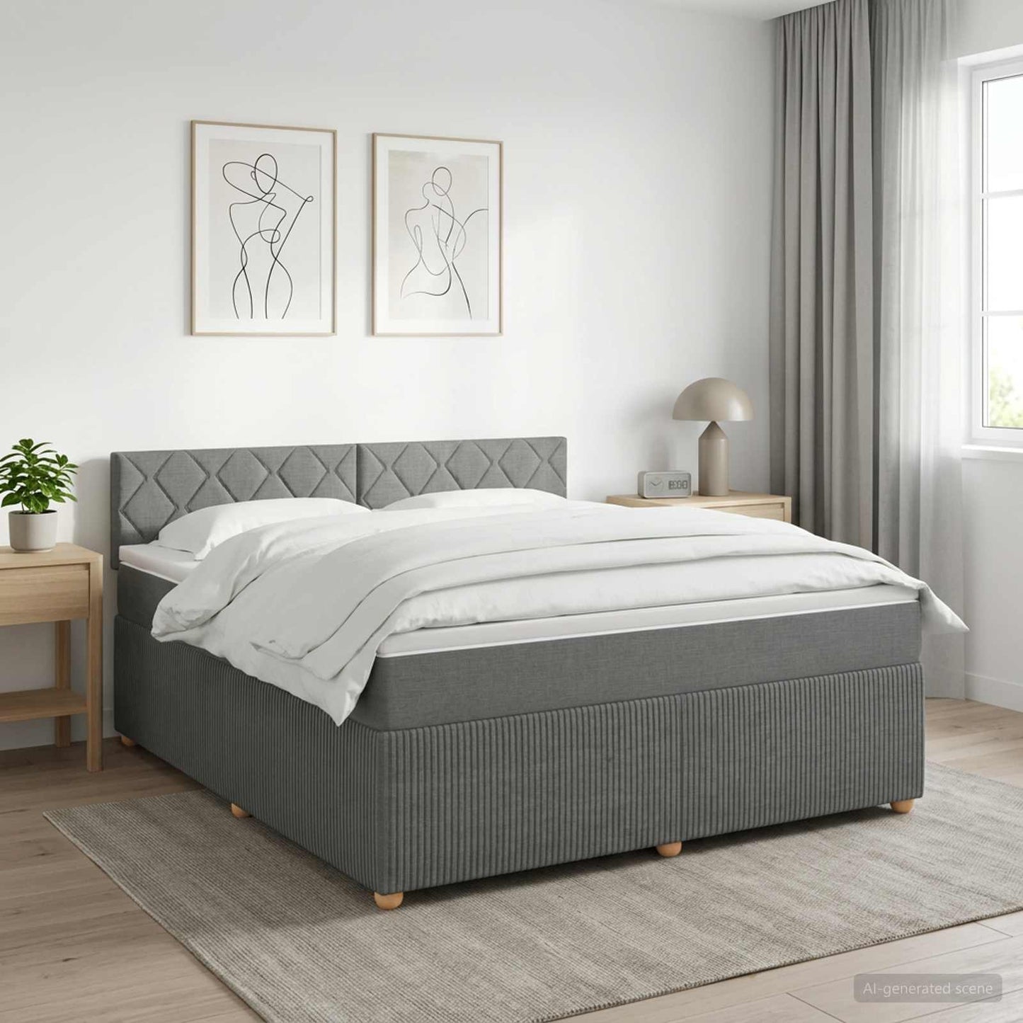 vidaXL Κρεβάτι box spring με στρώμα Σκούρο Γκρι 140 x 200 cm Ύφασμα