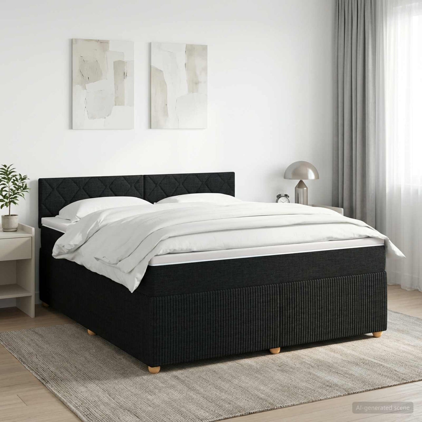 vidaXL Κρεβάτι box spring με στρώμα Μαύρο 140 x 190 cm Ύφασμα