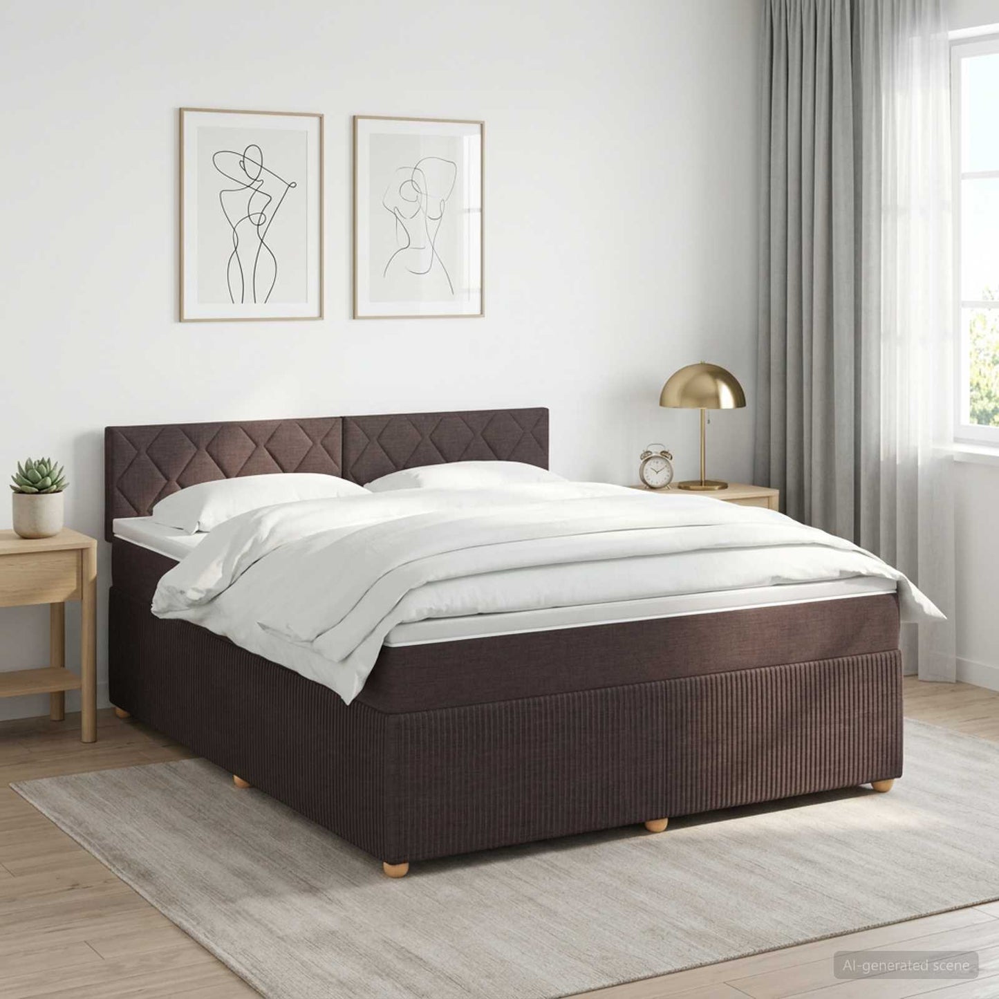 vidaXL Κρεβάτι box spring με στρώμα Σκούρο Καφέ 140 x 190 cm Ύφασμα