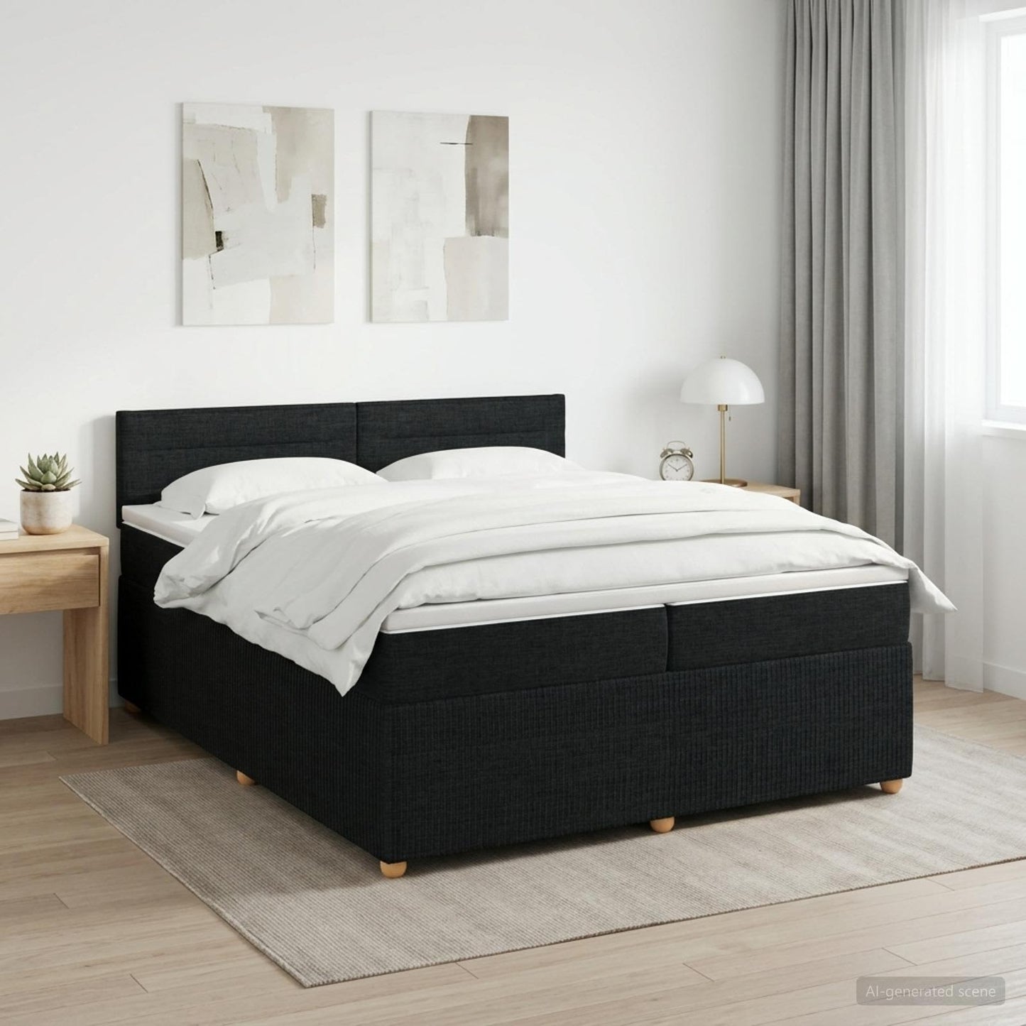 vidaXL Κρεβάτι box spring με στρώμα Μαύρο 200 x 200 cm Ύφασμα
