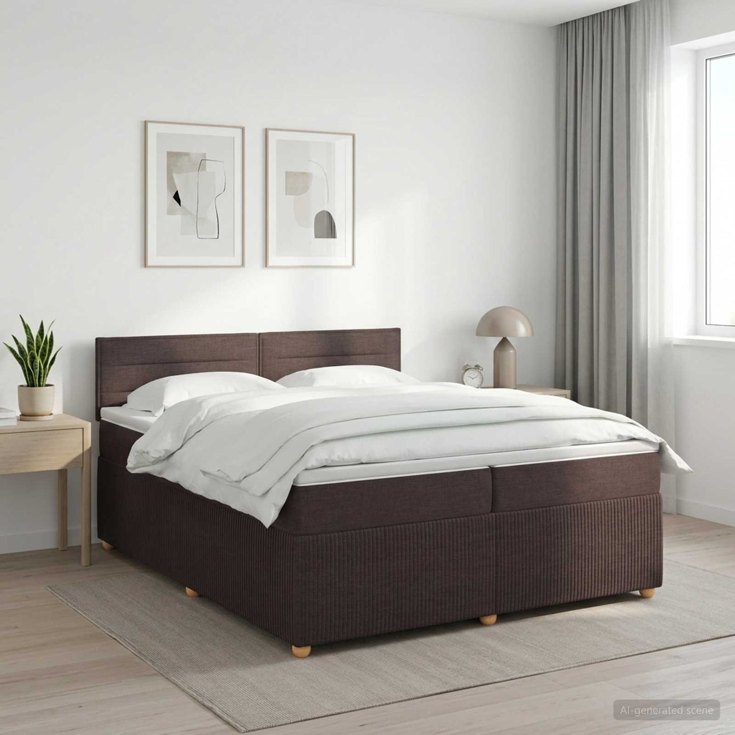 vidaXL Κρεβάτι box spring με στρώμα Σκούρο Καφέ 200 x 200 cm Ύφασμα