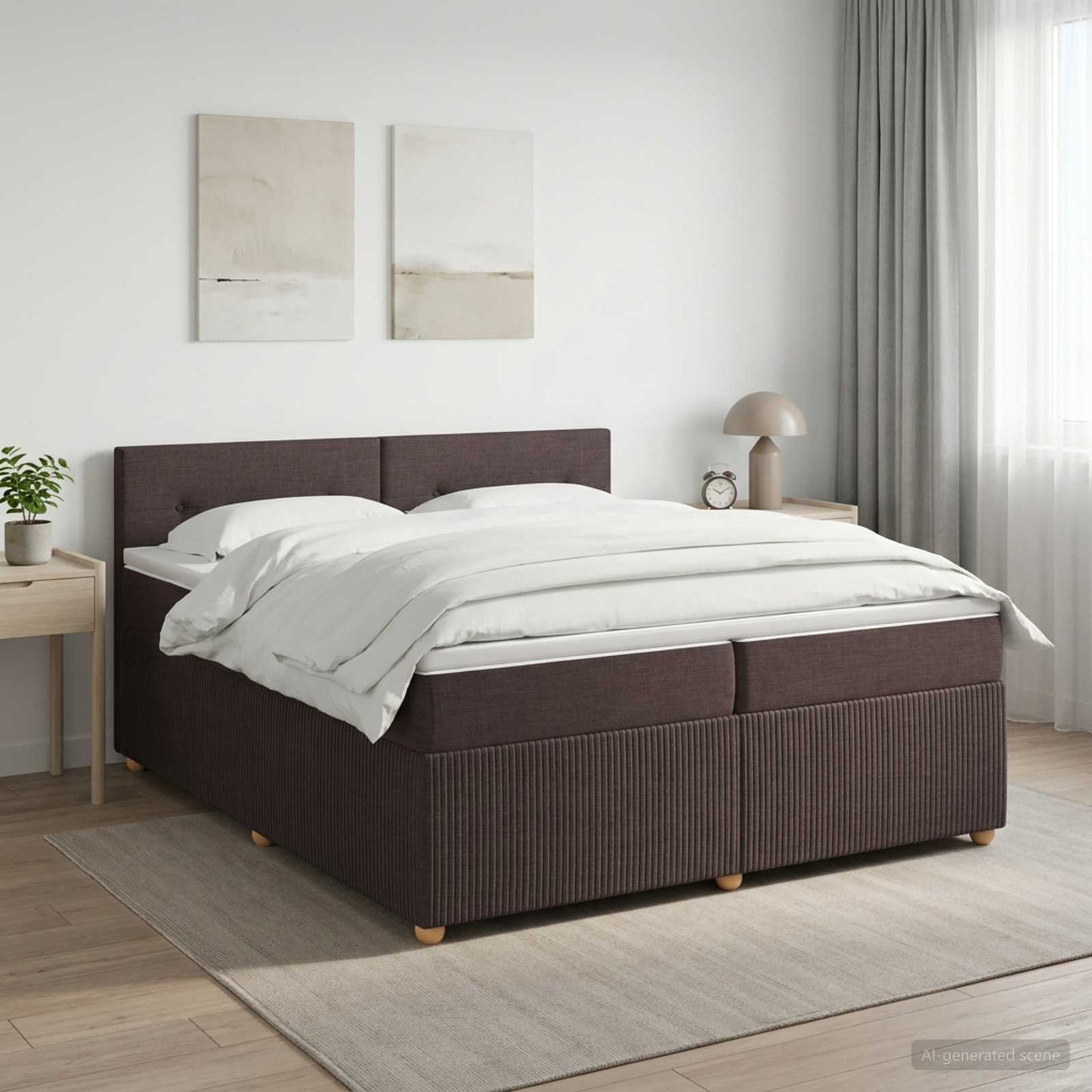 vidaXL Κρεβάτι box spring με στρώμα Σκούρο Καφέ 200 x 200 cm Ύφασμα