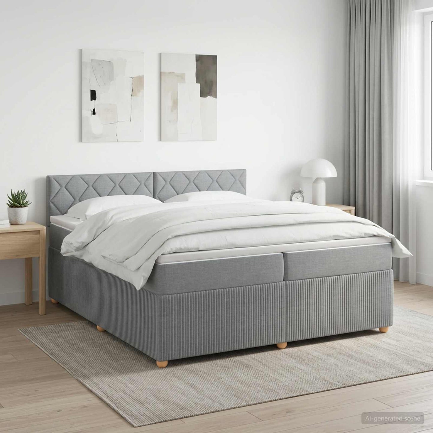 vidaXL Κρεβάτι box spring με στρώμα Ανοιχτό γκρι 200 x 200 cm Ύφασμα