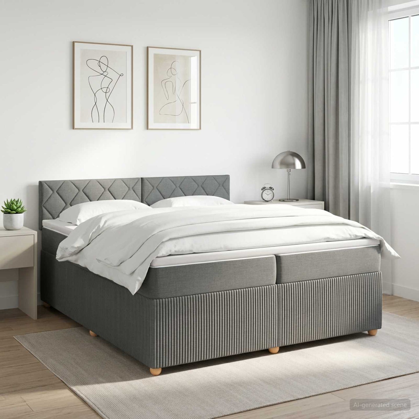 vidaXL Κρεβάτι box spring με στρώμα Σκούρο Γκρι 200 x 200 cm Ύφασμα