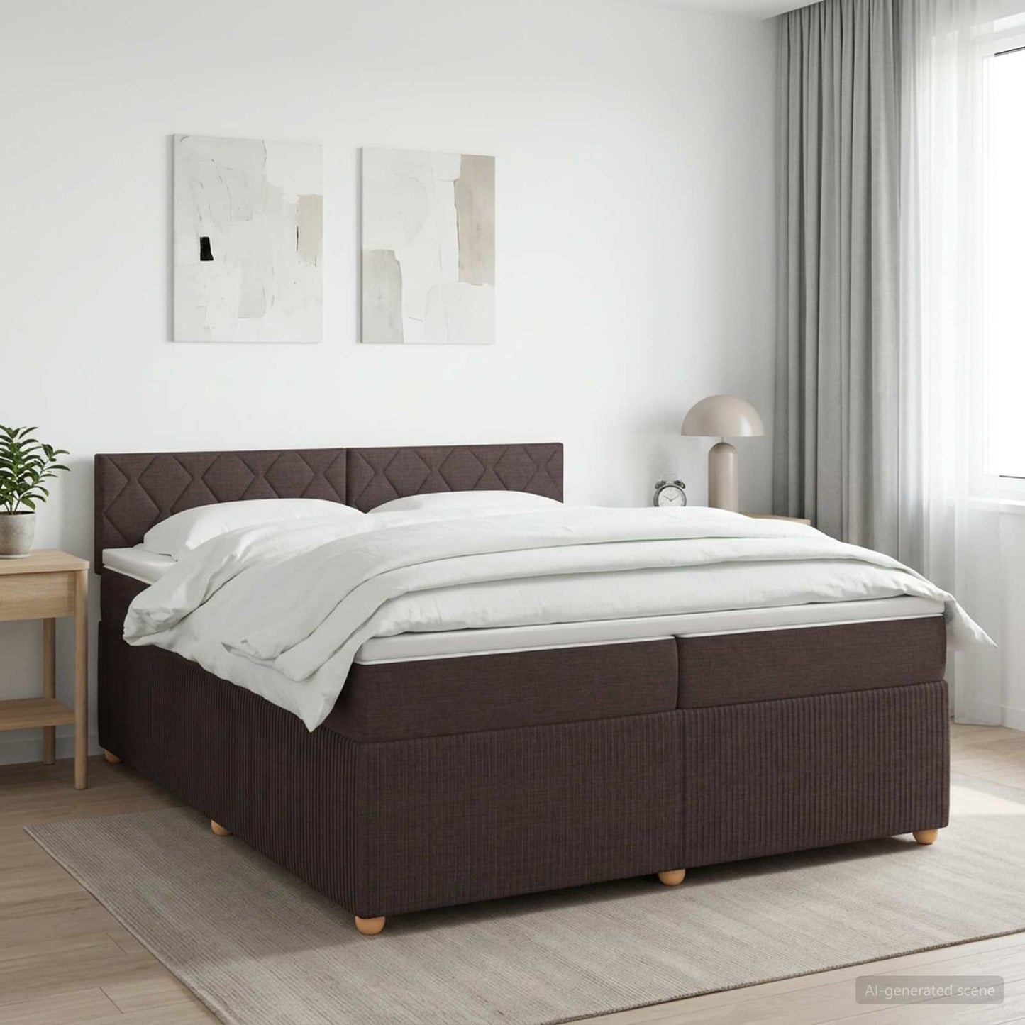 vidaXL Κρεβάτι box spring με στρώμα Σκούρο Καφέ 200 x 200 cm Ύφασμα