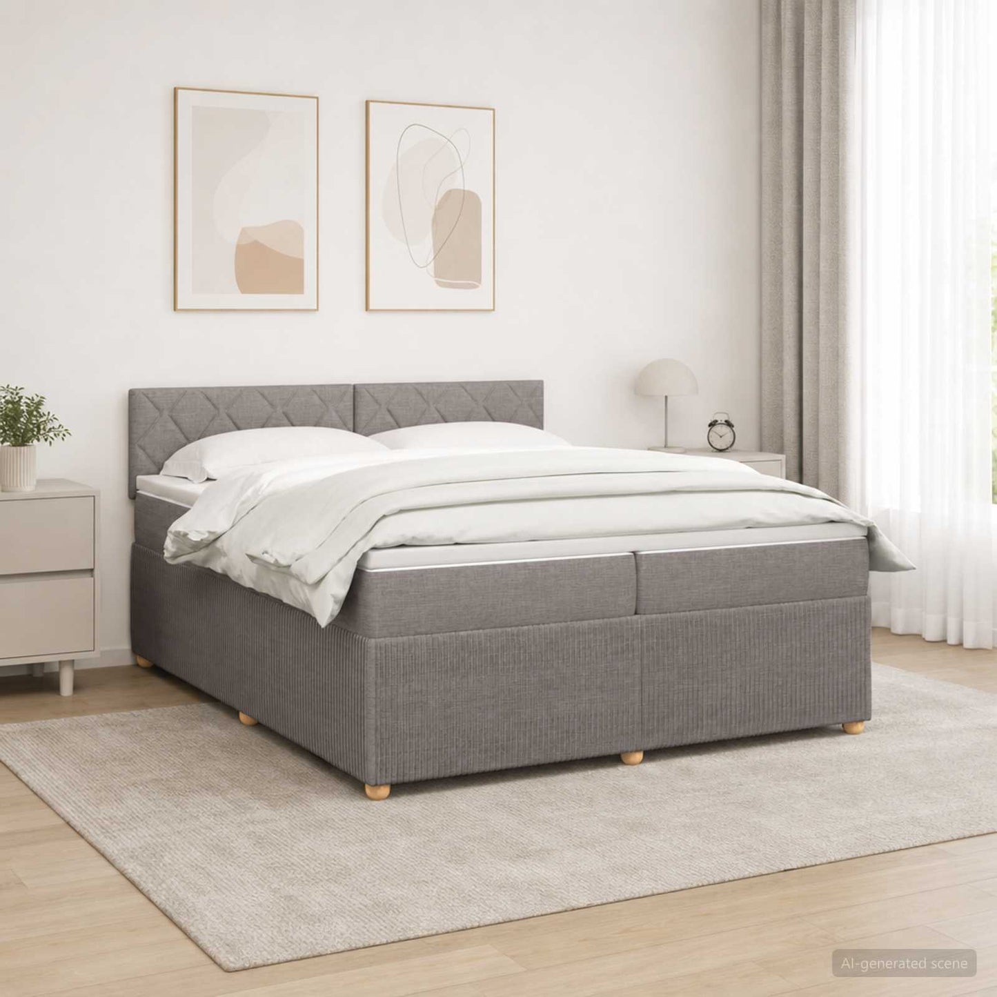 vidaXL Κρεβάτι box spring με στρώμα Taupe 200 x 200 cm Ύφασμα