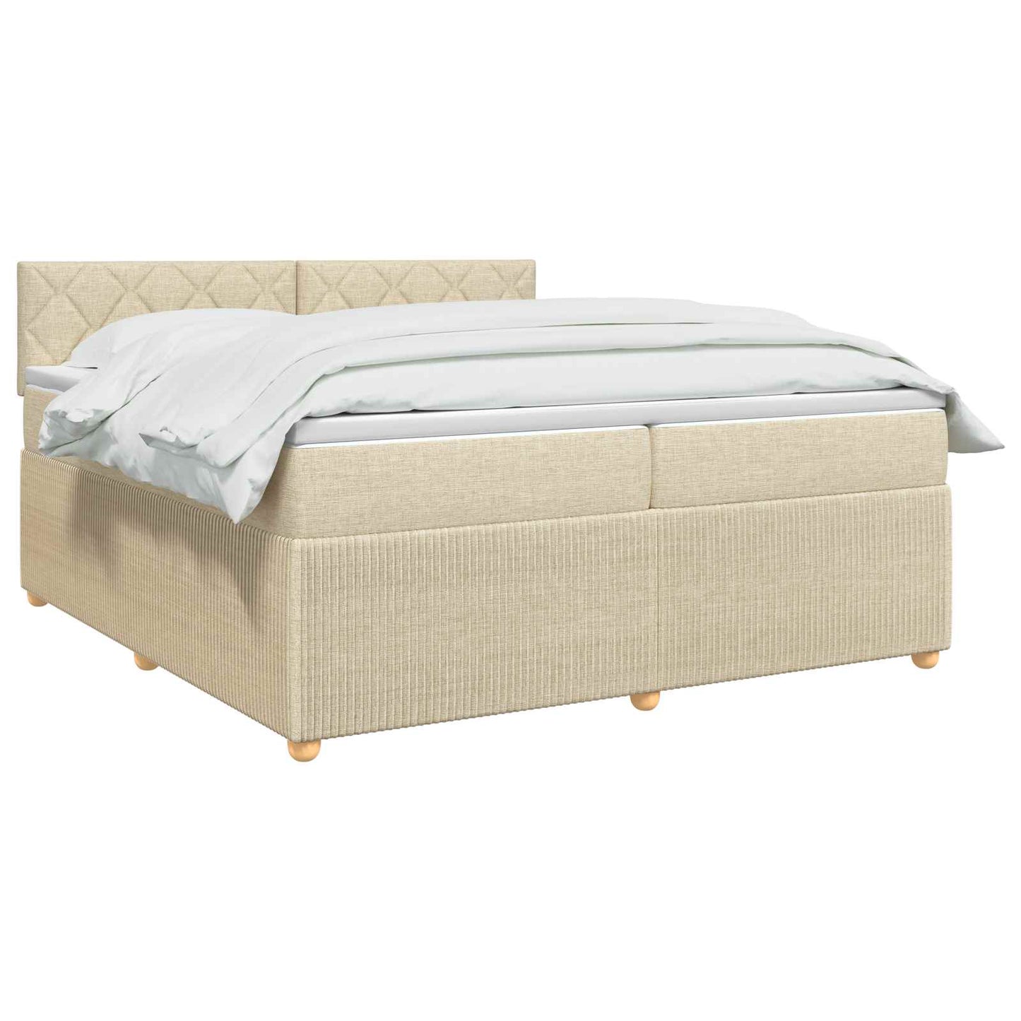 vidaXL Κρεβάτι box spring με στρώμα Κρεμ 200 x 200 cm Ύφασμα