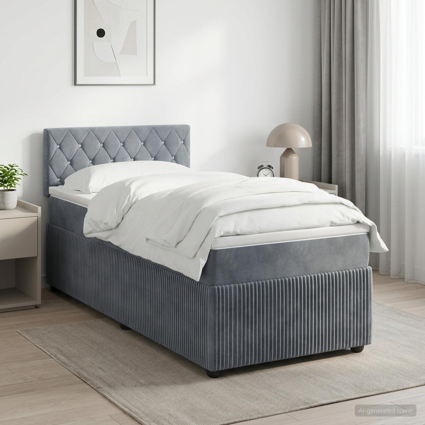 vidaXL Κρεβάτι box spring με στρώμα Σκούρο Γκρι 100 x 200 cm Βελούδο