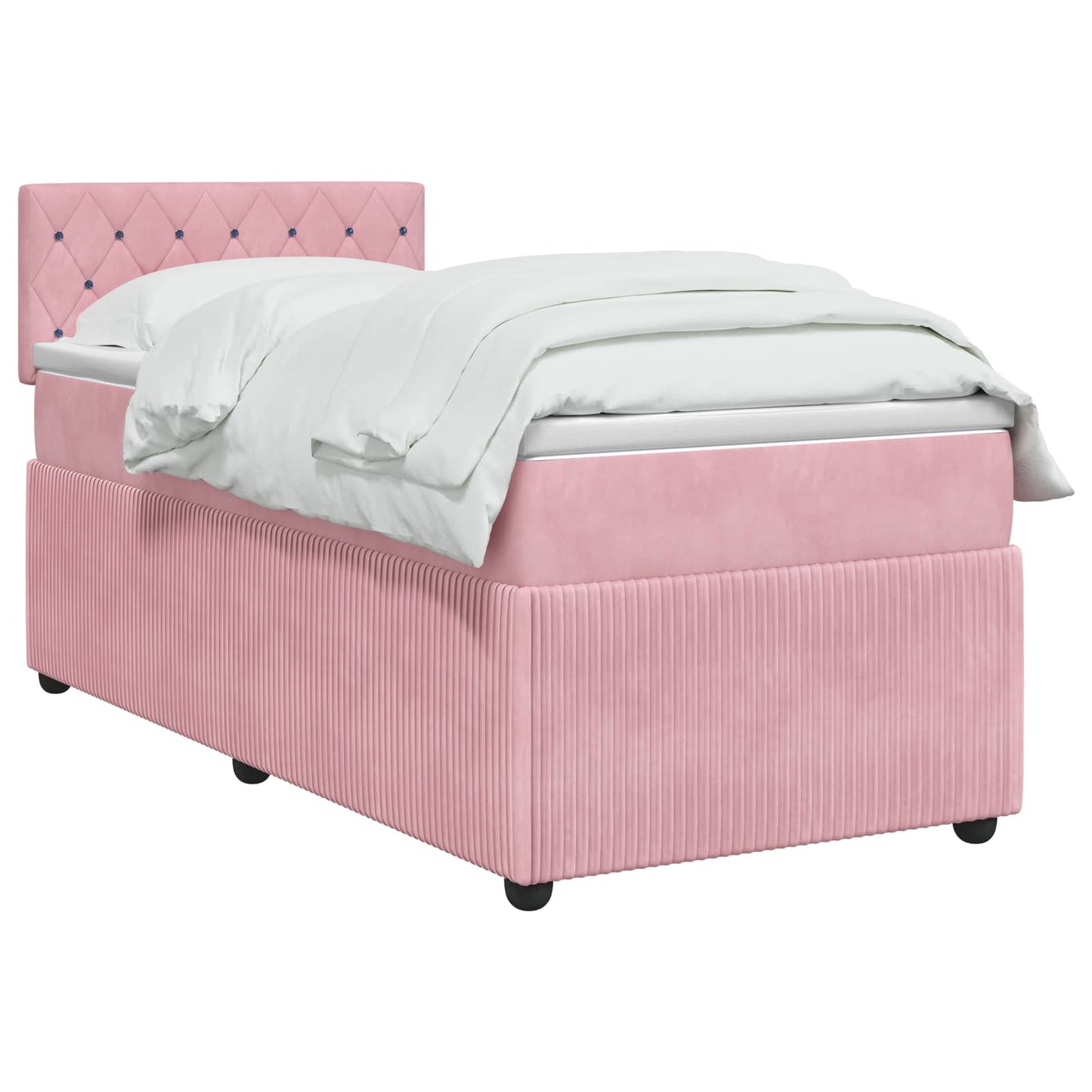 vidaXL Κρεβάτι box spring με στρώμα Ροζ 80 x 200 cm Βελούδο