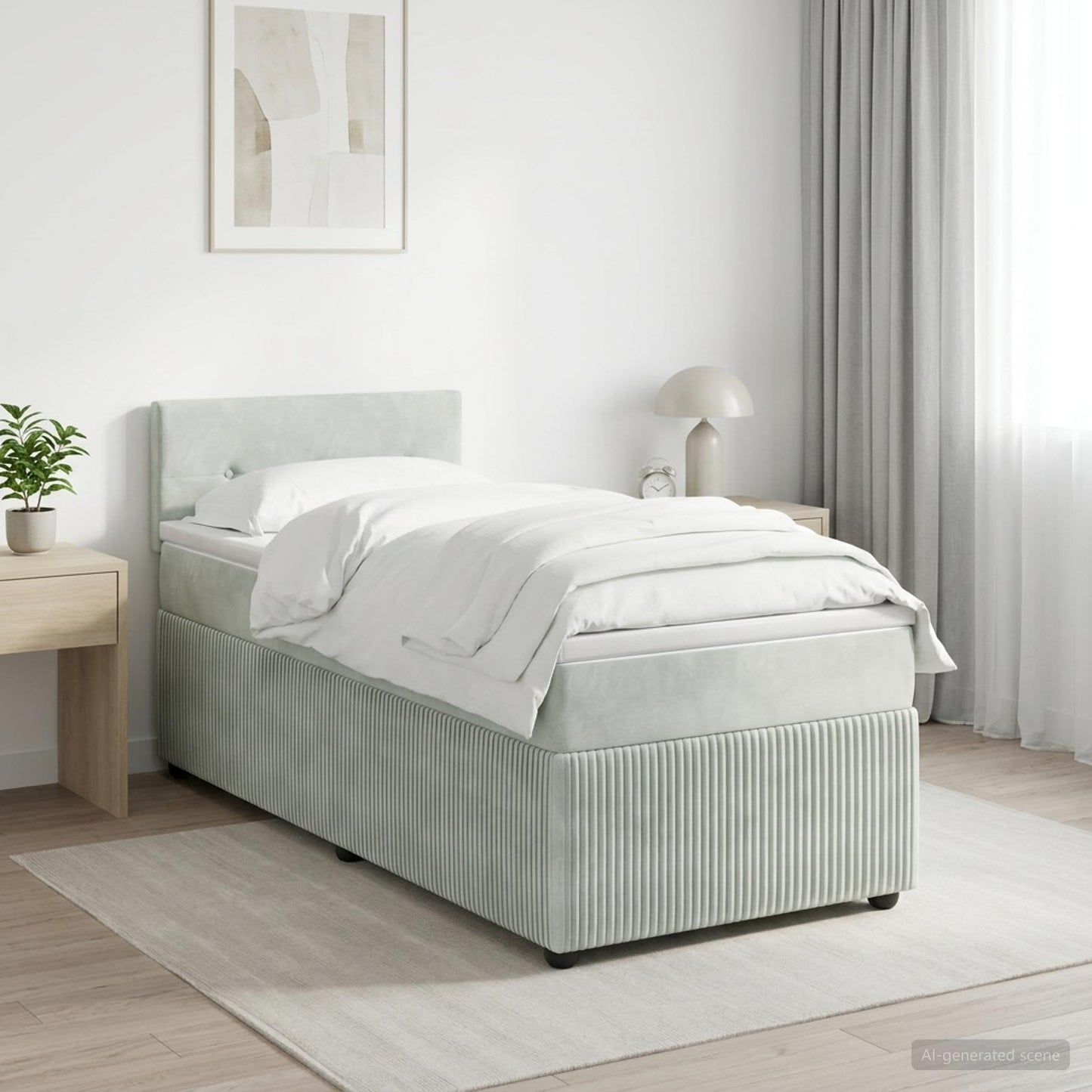 vidaXL Κρεβάτι box spring με στρώμα Ανοιχτό γκρι 90 x 200 cm Βελούδο