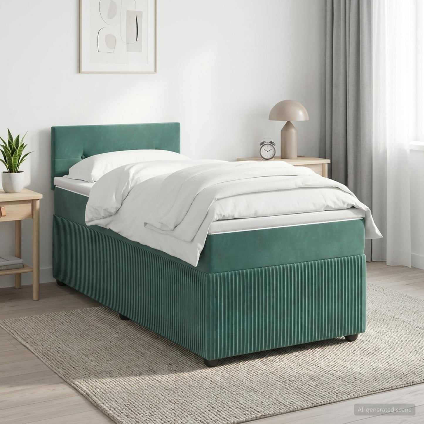 vidaXL Κρεβάτι box spring με στρώμα Σκούρο Πράσινο 100 x 200 cm