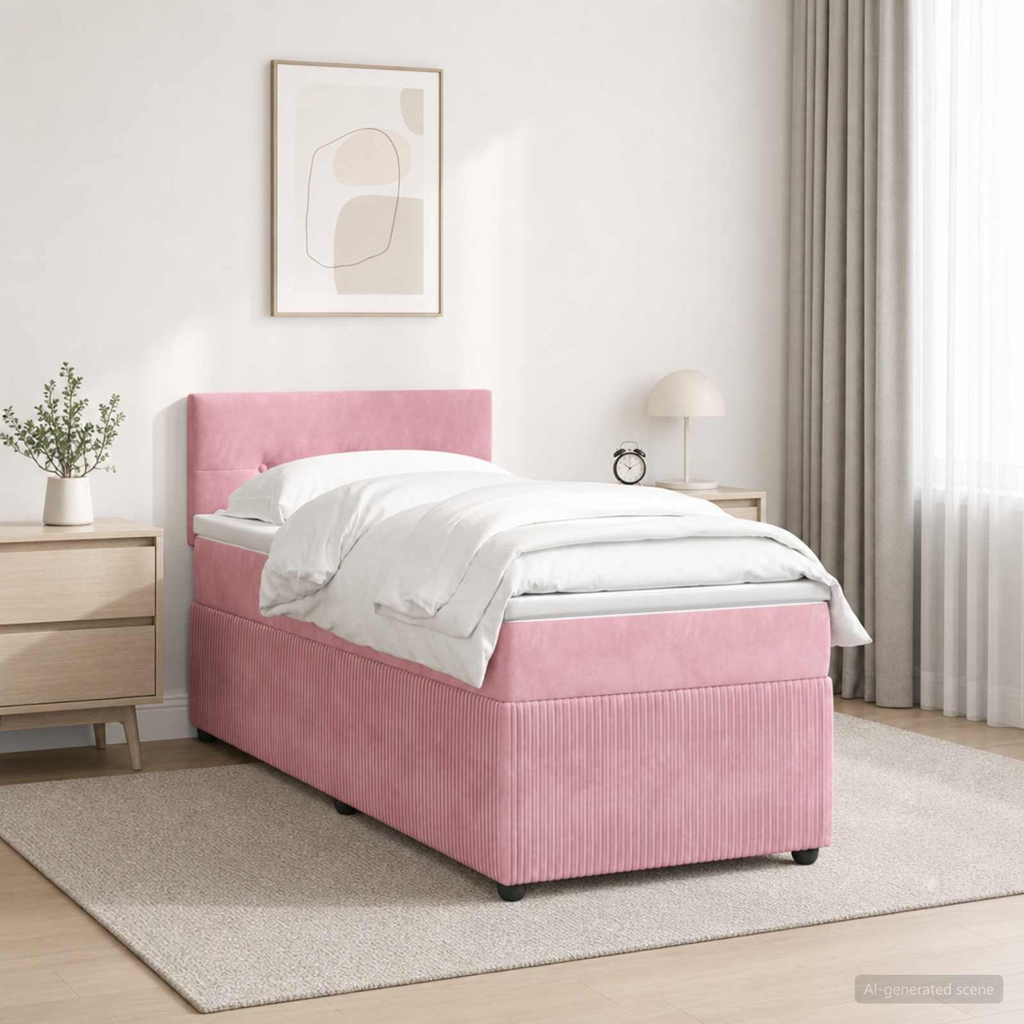 vidaXL Κρεβάτι box spring με στρώμα Ροζ 80 x 200 cm Βελούδο