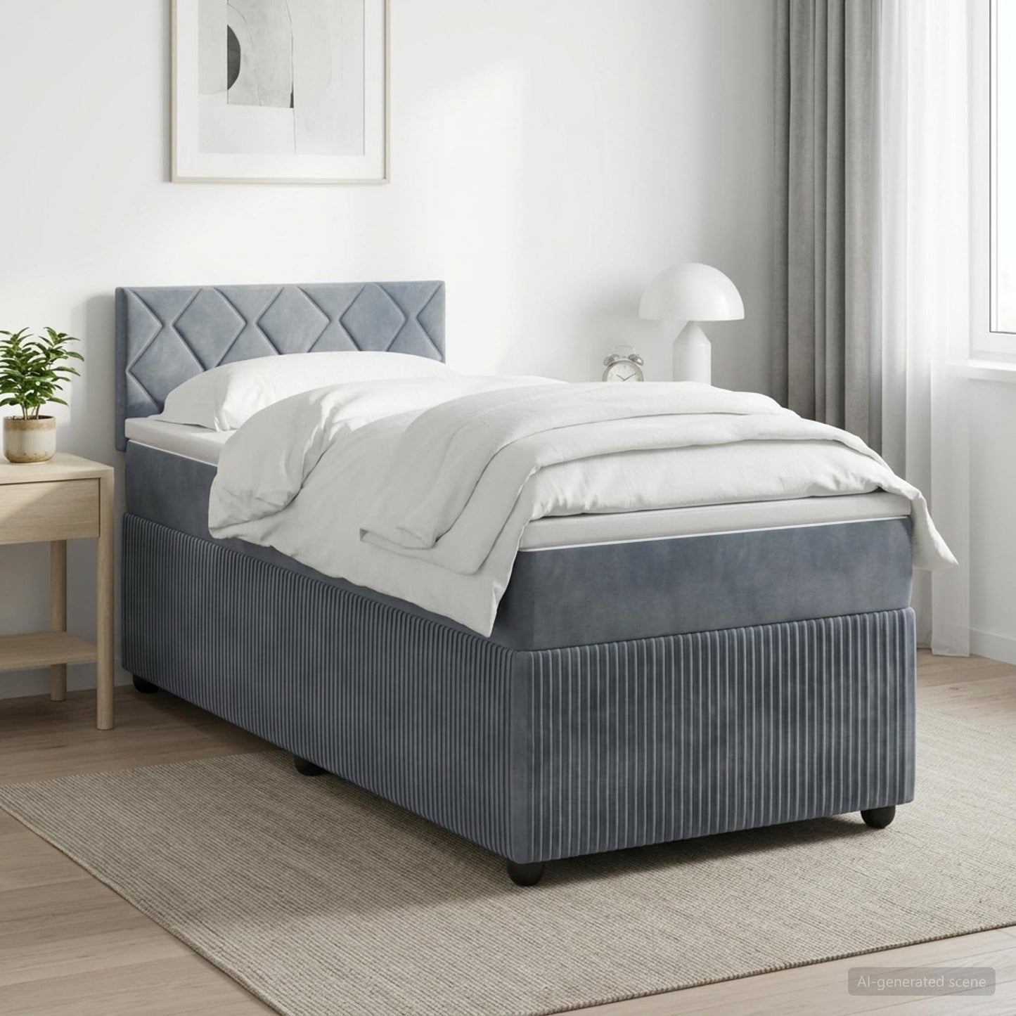 vidaXL Κρεβάτι box spring με στρώμα Σκούρο Γκρι 90 x 200 cm Βελούδο