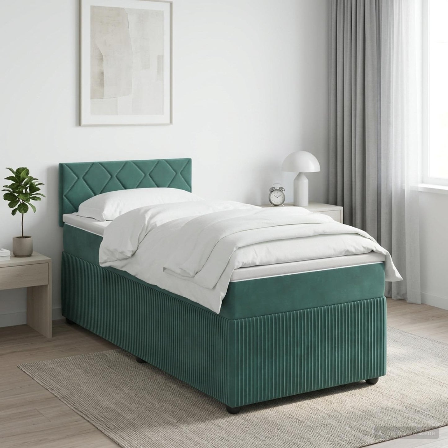 vidaXL Κρεβάτι box spring με στρώμα Σκούρο Πράσινο 80 x 200 cm Βελούδο