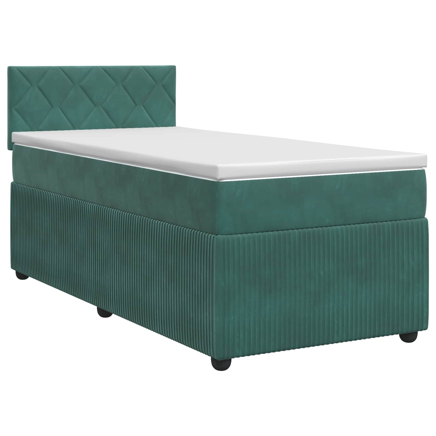 vidaXL Κρεβάτι box spring με στρώμα Σκούρο Πράσινο 80 x 200 cm Βελούδο