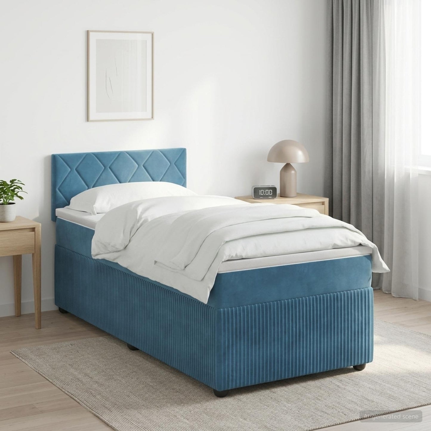 vidaXL Κρεβάτι box spring με στρώμα Σκούρο Μπλε 90 x 200 cm Βελούδο