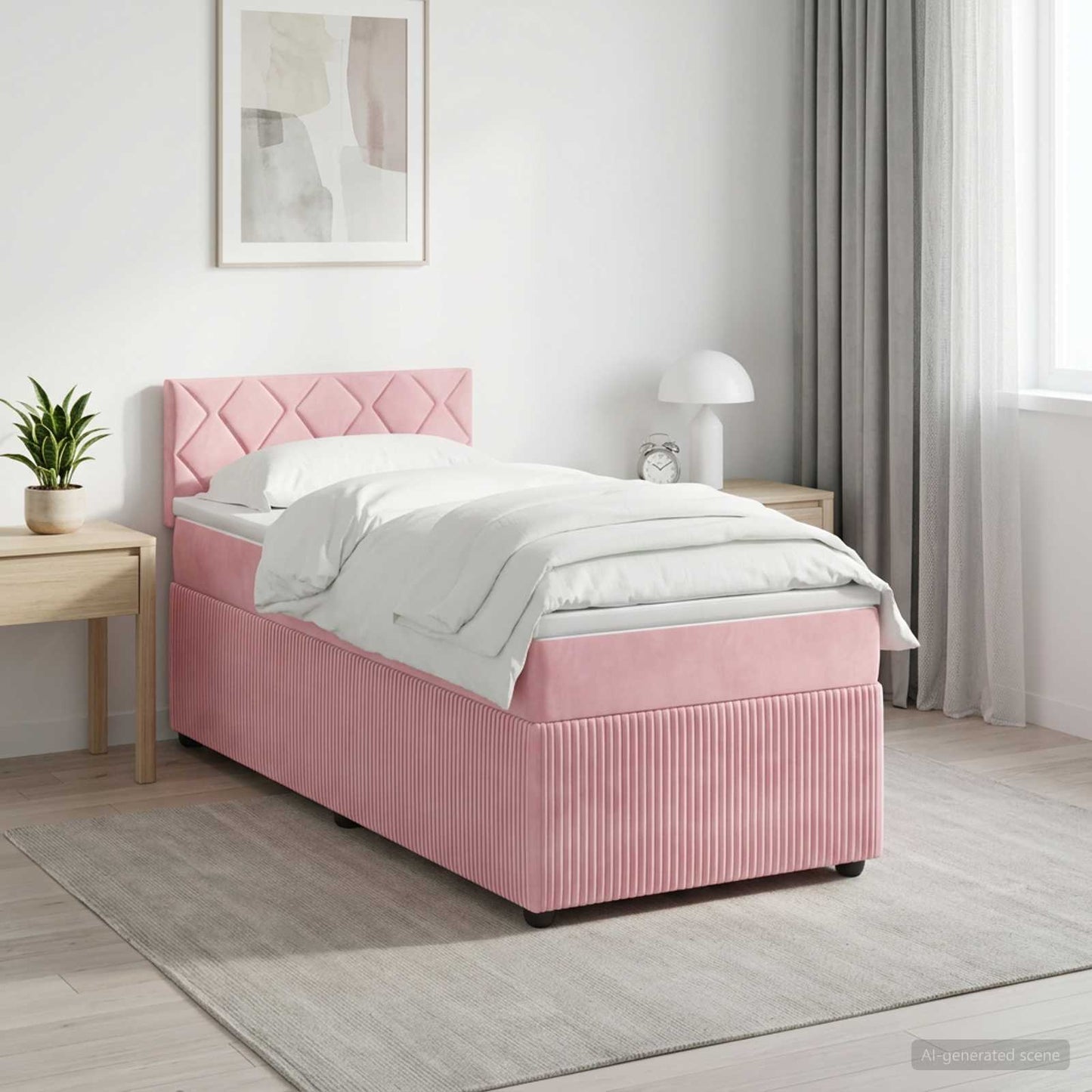 vidaXL Κρεβάτι box spring με στρώμα Ροζ 90 x 200 cm Βελούδο