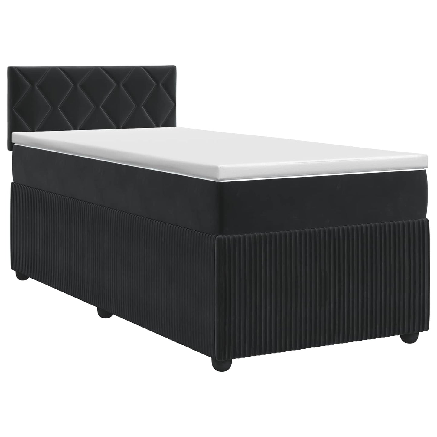 vidaXL Κρεβάτι box spring με στρώμα Μαύρο 90 x 190 cm Βελούδο