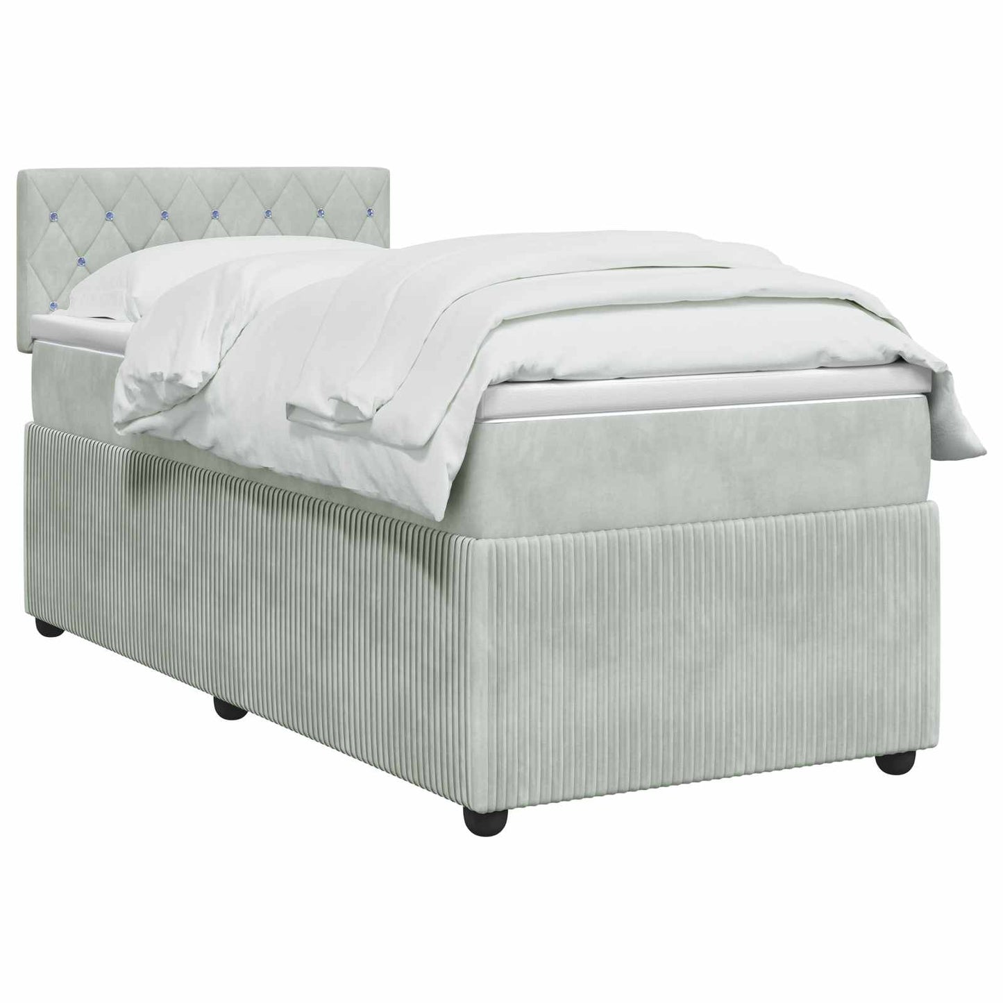 vidaXL Κρεβάτι box spring με στρώμα Ανοιχτό γκρι 90 x 200 cm Βελούδο