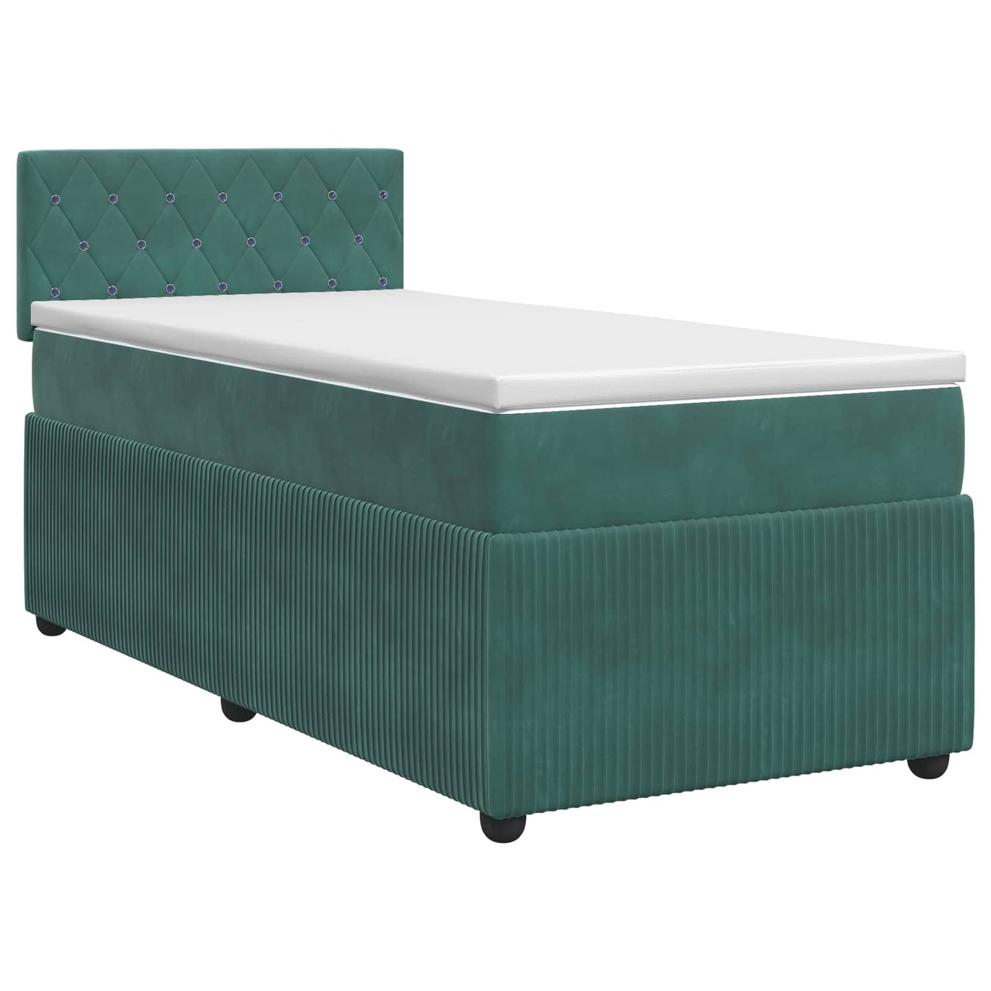 vidaXL Κρεβάτι box spring με στρώμα Σκούρο Πράσινο 90 x 200 cm Βελούδο