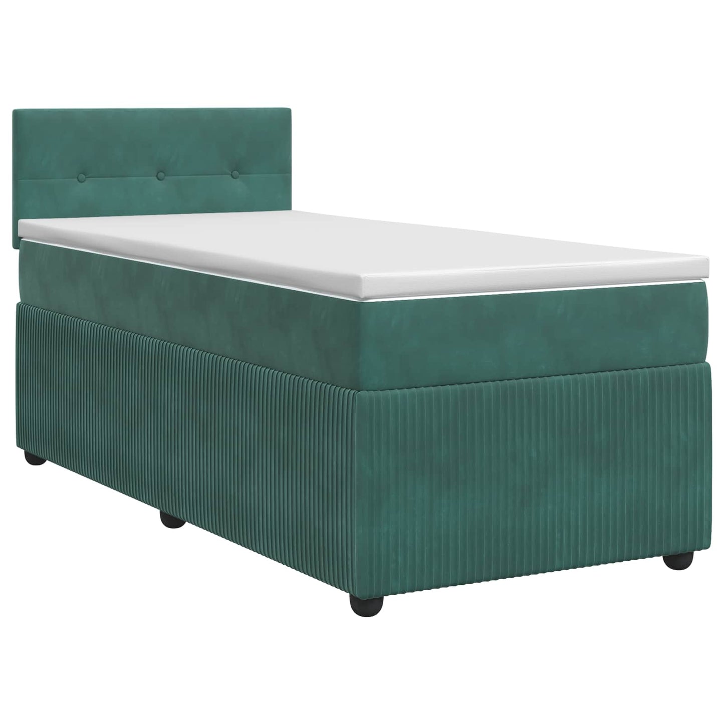 vidaXL Κρεβάτι box spring με στρώμα Σκούρο Πράσινο 90 x 200 cm Βελούδο