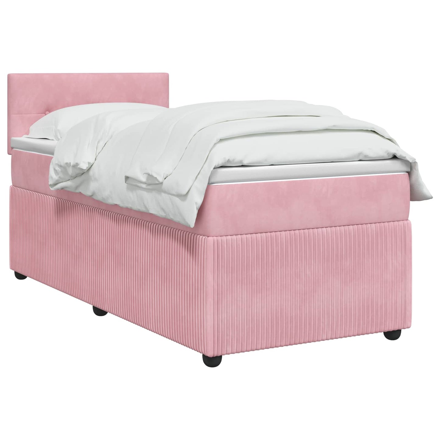 vidaXL Κρεβάτι box spring με στρώμα Ροζ 90 x 200 cm Βελούδο
