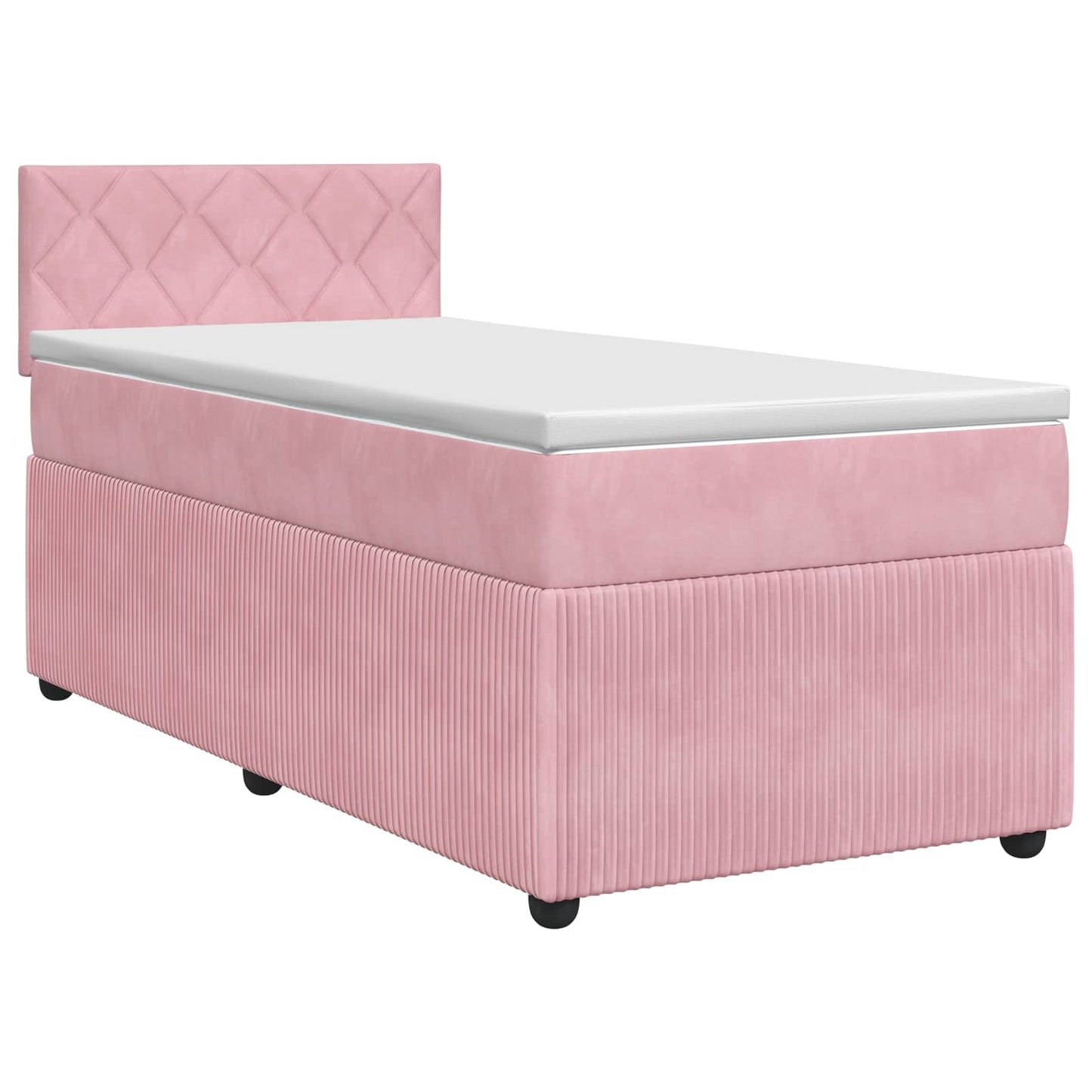 vidaXL Κρεβάτι box spring με στρώμα Ροζ 90 x 200 cm Βελούδο