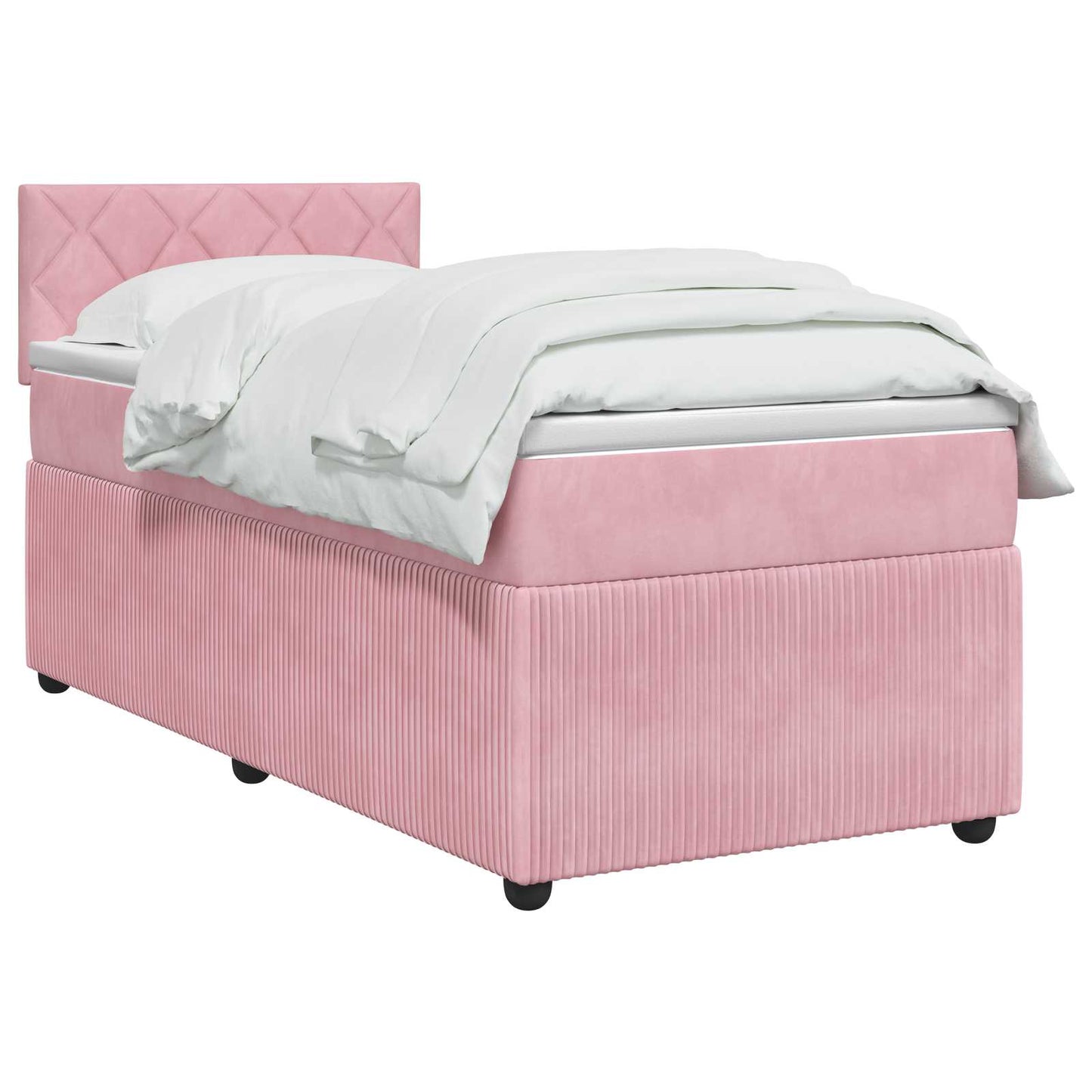 vidaXL Κρεβάτι box spring με στρώμα Ροζ 90 x 200 cm Βελούδο