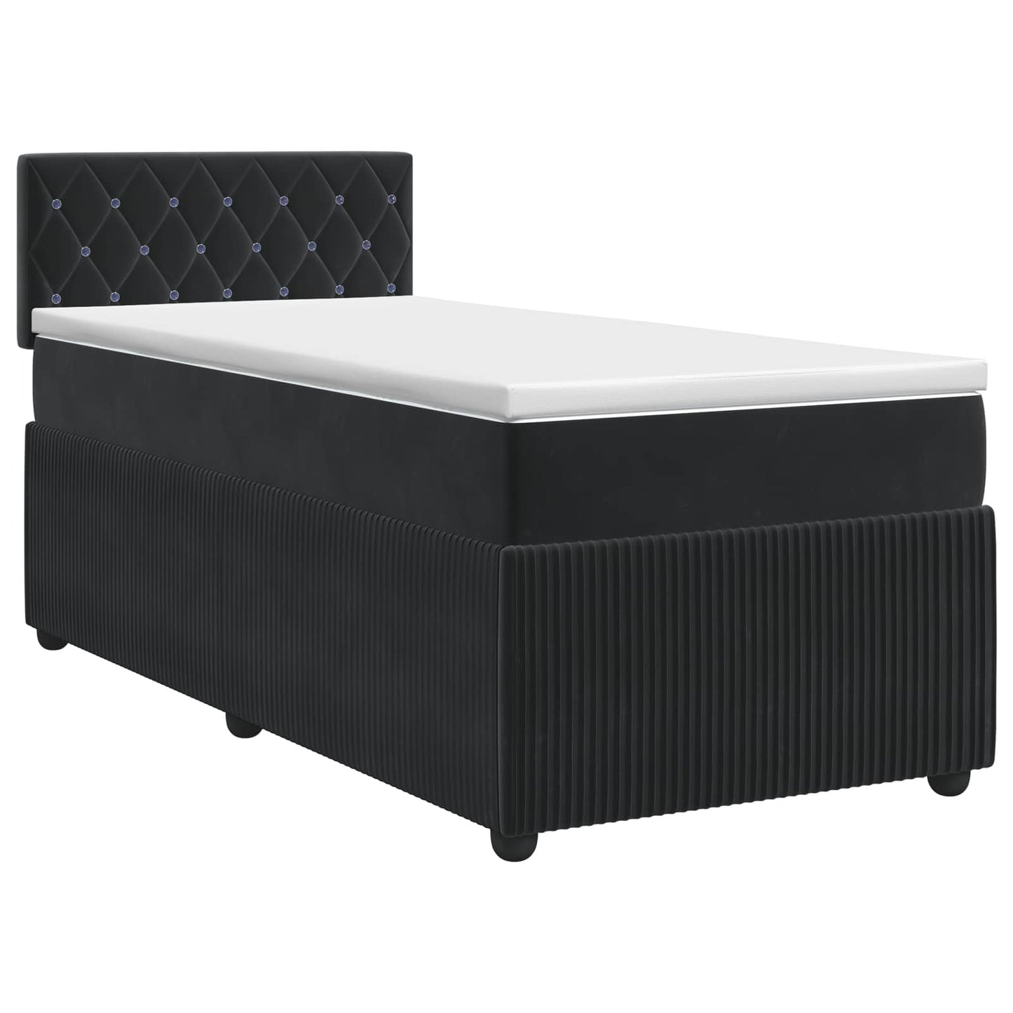 vidaXL Κρεβάτι box spring με στρώμα Μαύρο 100 x 200 cm Βελούδο
