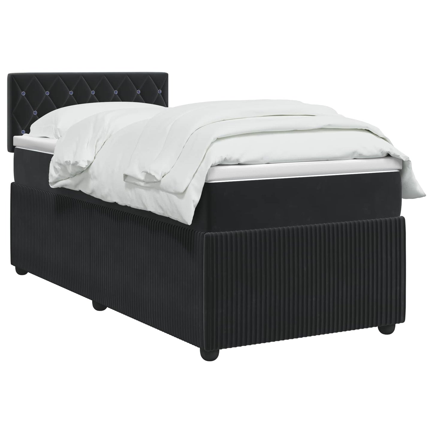 vidaXL Κρεβάτι box spring με στρώμα Μαύρο 100 x 200 cm Βελούδο