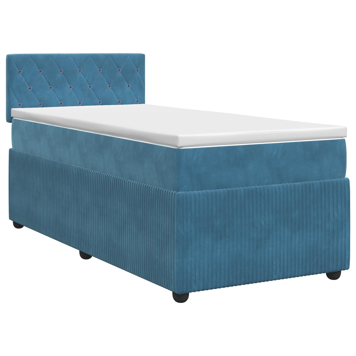 vidaXL Κρεβάτι box spring με στρώμα Σκούρο Μπλε 100 x 200 cm Βελούδο