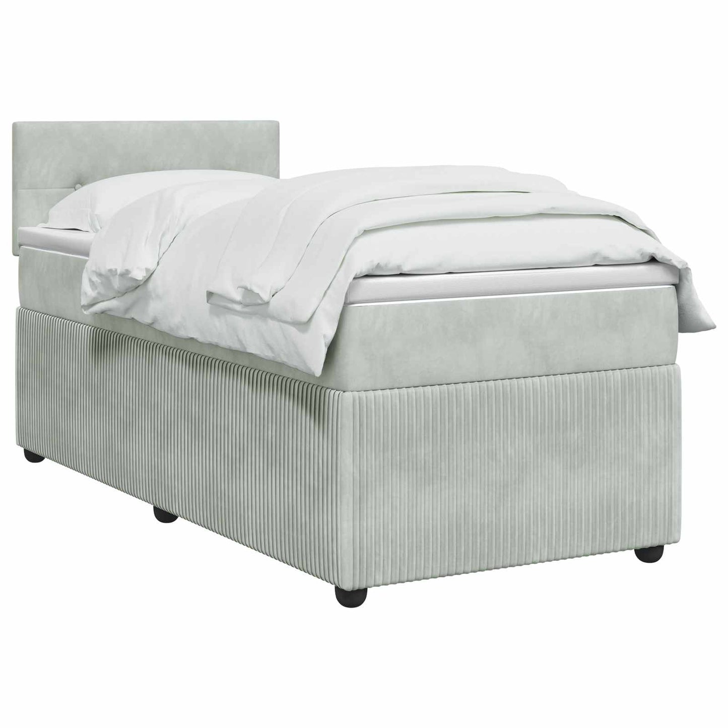 vidaXL Κρεβάτι box spring με στρώμα Ανοιχτό γκρι 100 x 200 cm Βελούδο