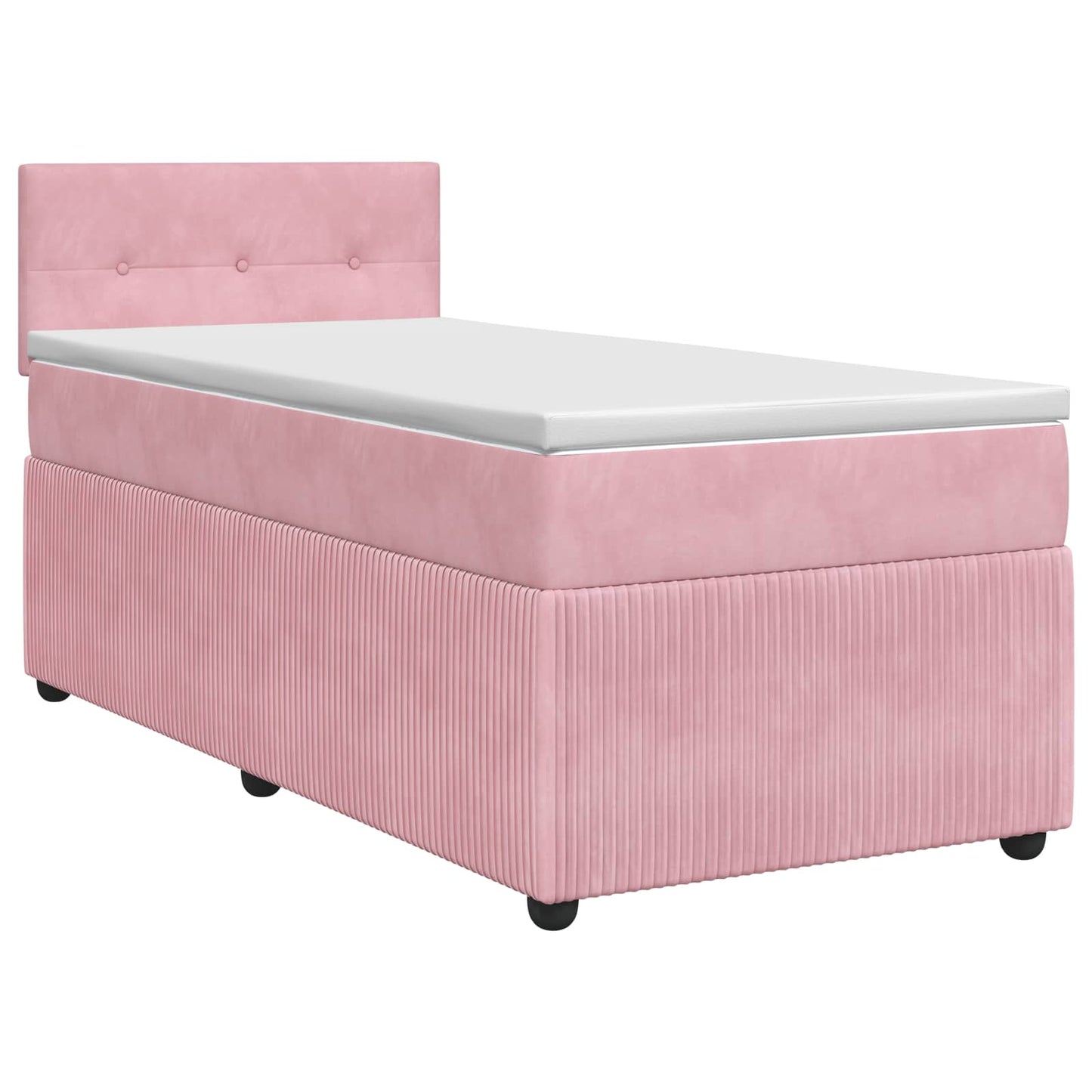 vidaXL Κρεβάτι box spring με στρώμα Ροζ 100 x 200 cm Βελούδο