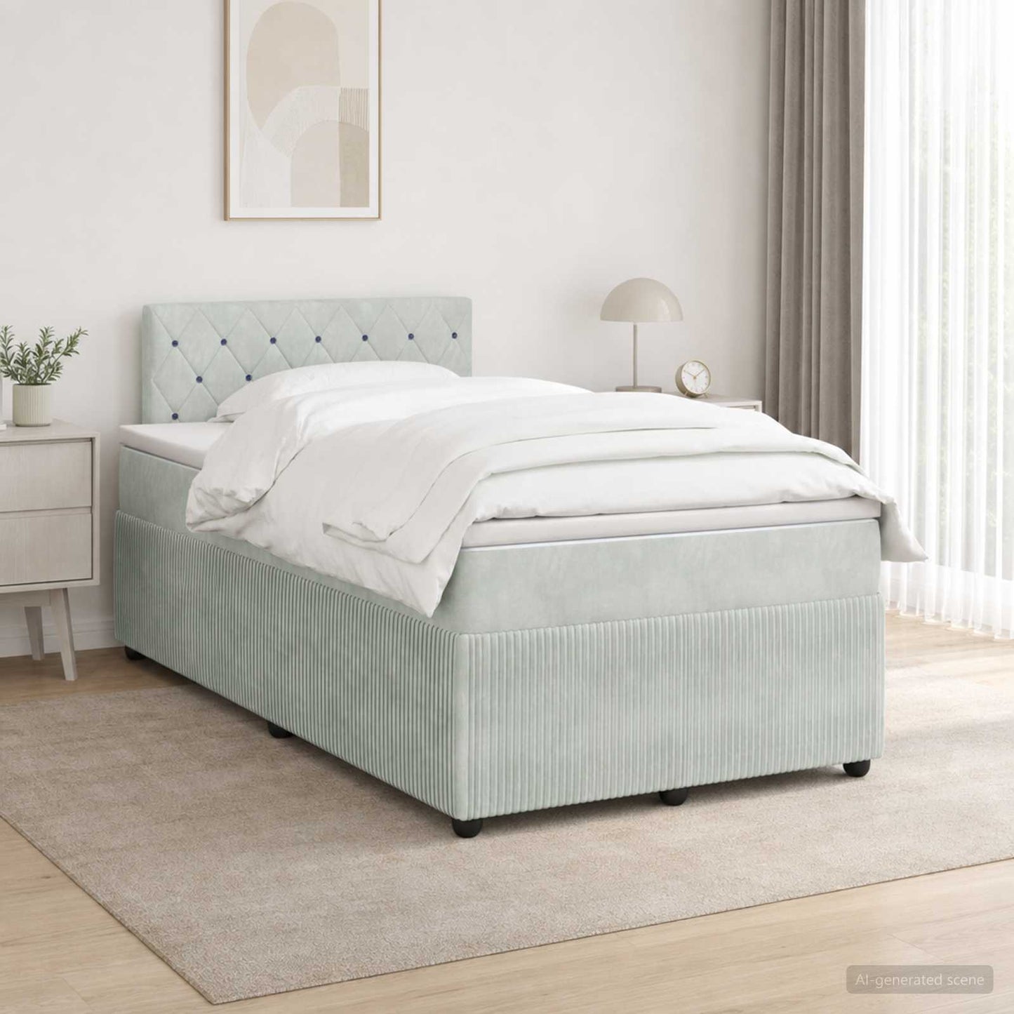 vidaXL Κρεβάτι box spring με στρώμα Ανοιχτό γκρι 120 x 200 cm Βελούδο