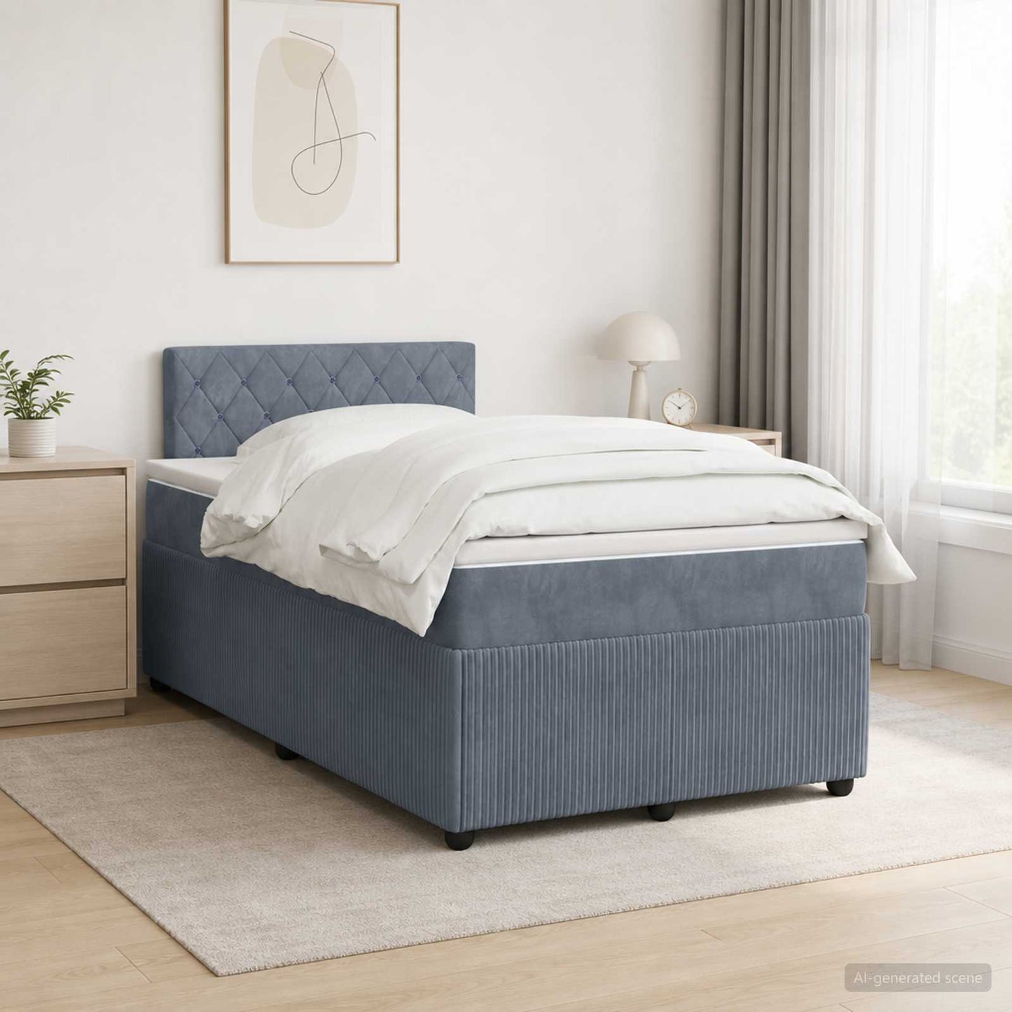 vidaXL Κρεβάτι box spring με στρώμα Σκούρο Γκρι 120 x 200 cm Βελούδο