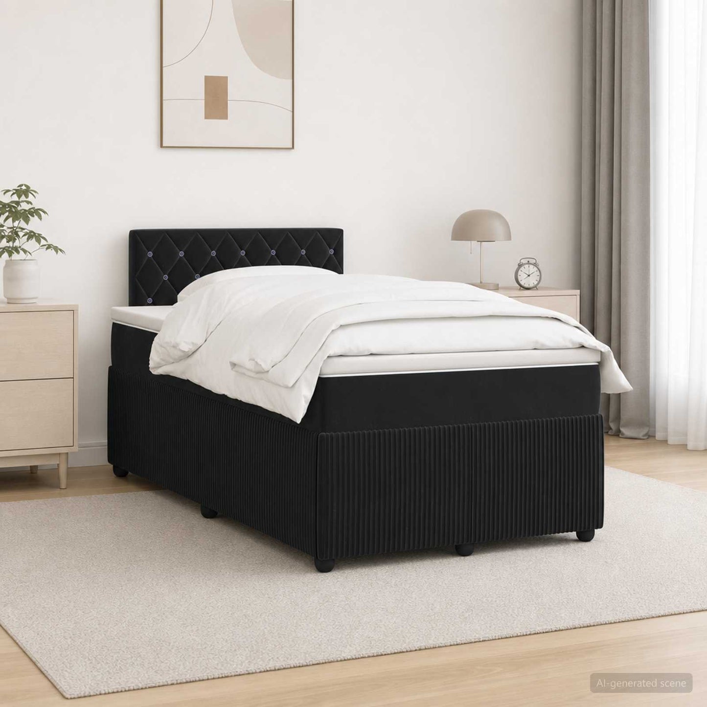 vidaXL Κρεβάτι box spring με στρώμα Μαύρο 120 x 190 cm Βελούδο