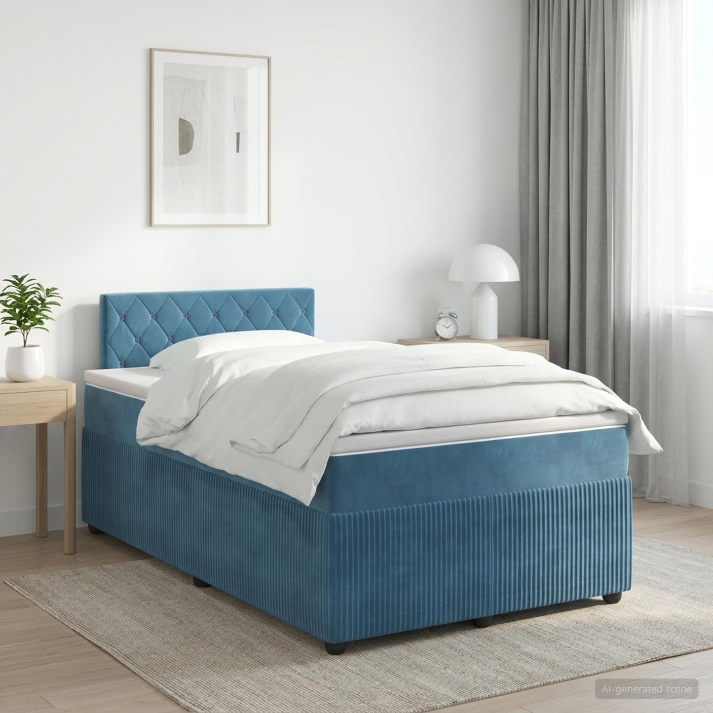 vidaXL Κρεβάτι box spring με στρώμα Σκούρο Μπλε 120 x 200 cm Βελούδο