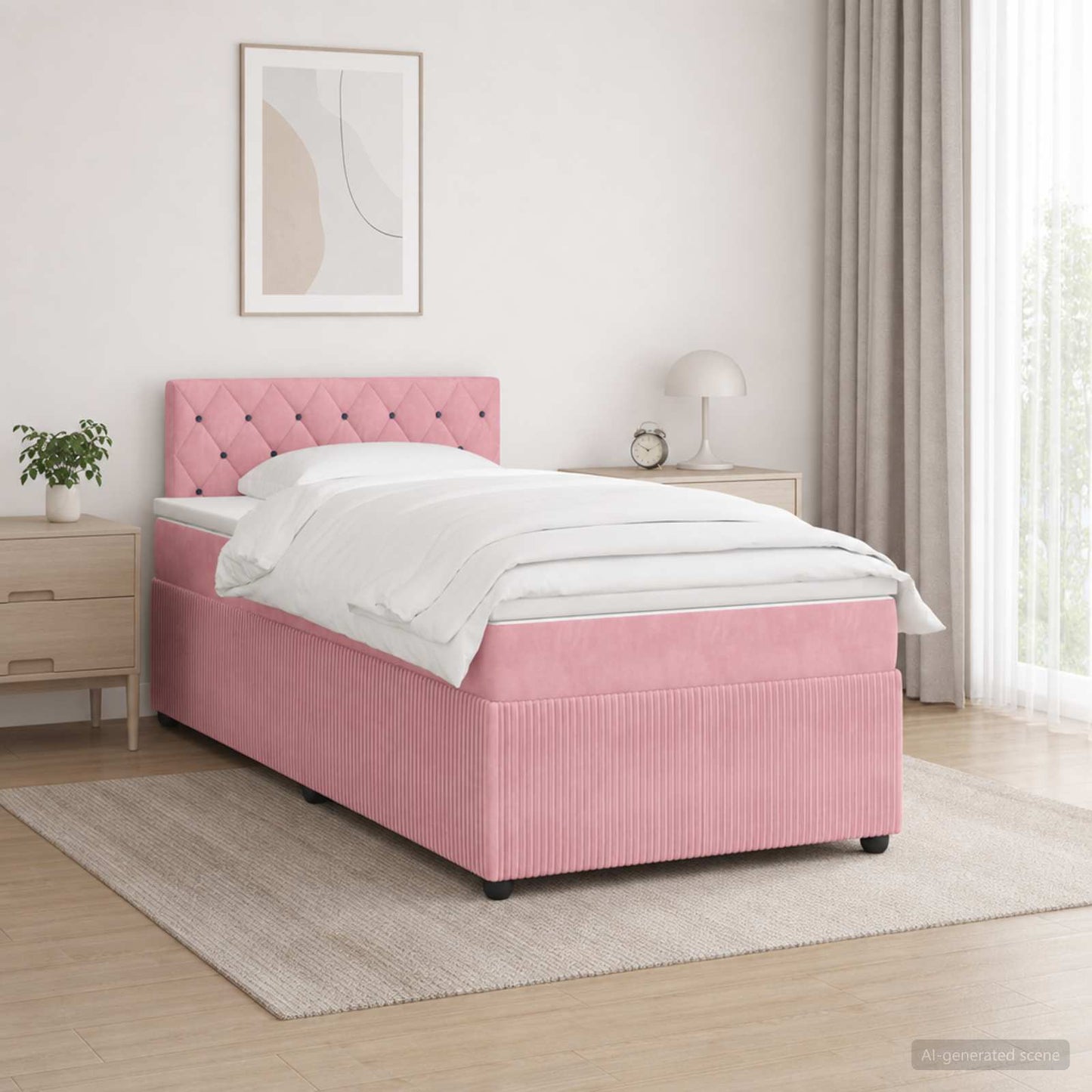 vidaXL Κρεβάτι box spring με στρώμα Ροζ 120 x 190 cm Βελούδο