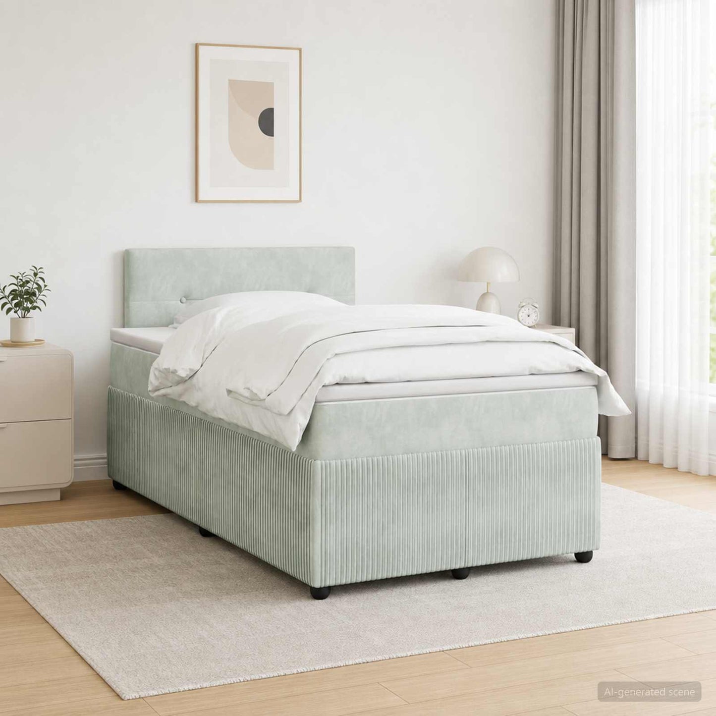 vidaXL Κρεβάτι box spring με στρώμα Ανοιχτό γκρι 120 x 190 cm Βελούδο